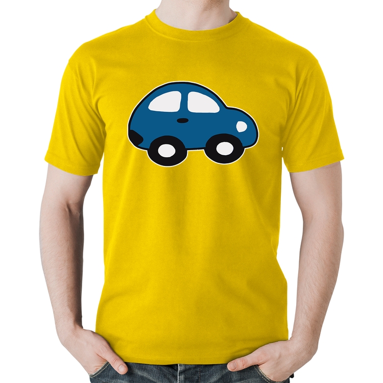 Camiseta Algodão Carrinho Azul - Amarela