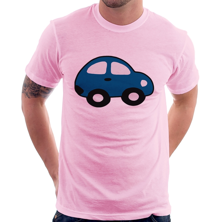 Camiseta Carrinho Azul - Rosa Bebê