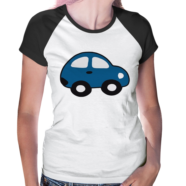 Baby Look Raglan Carrinho Azul