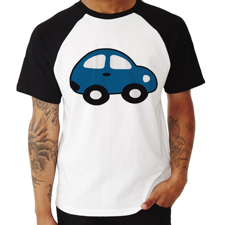 Camiseta Raglan Carrinho Azul