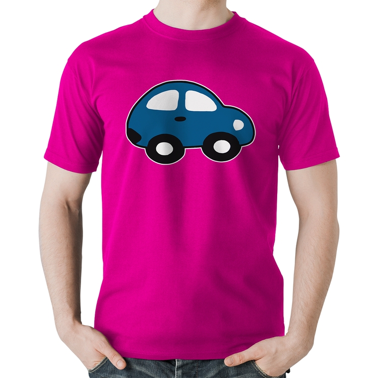 Camiseta Algodão Carrinho Azul - Rosa