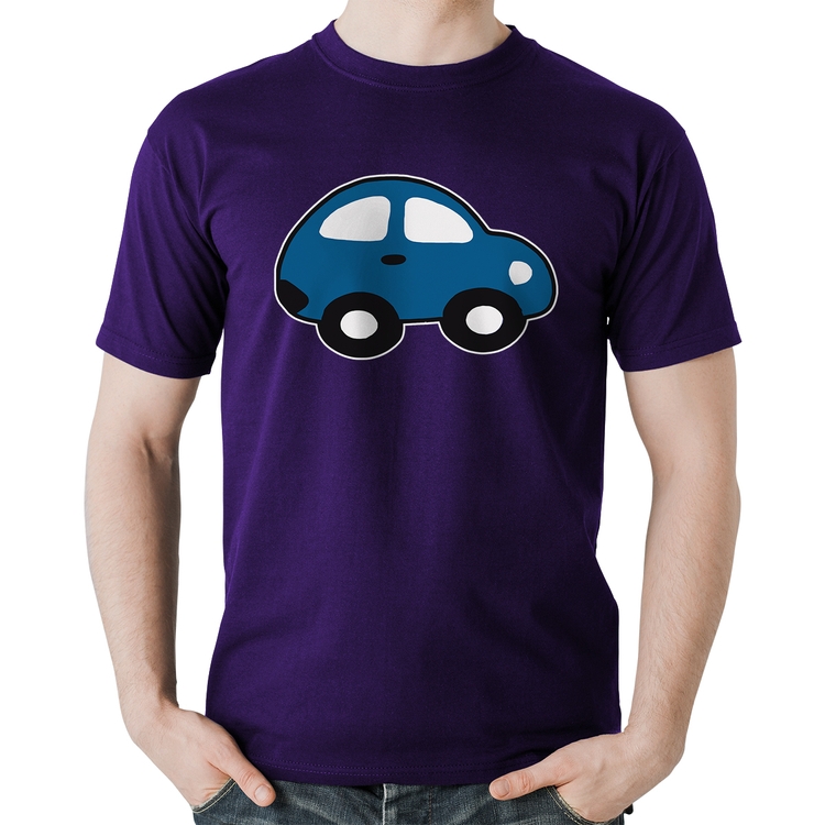 Camiseta Algodão Carrinho Azul - Roxa