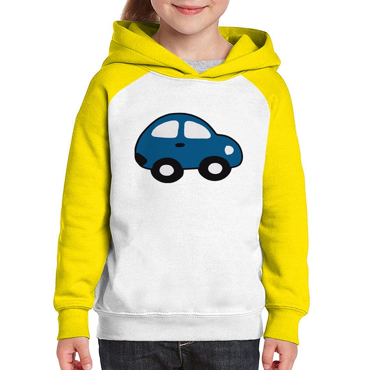Moletom Infantil Carrinho Azul - Branco/Amarelo
