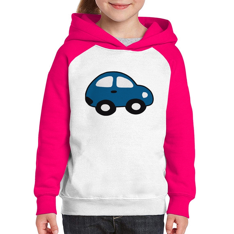 Moletom Infantil Carrinho Azul - Branco/Rosa