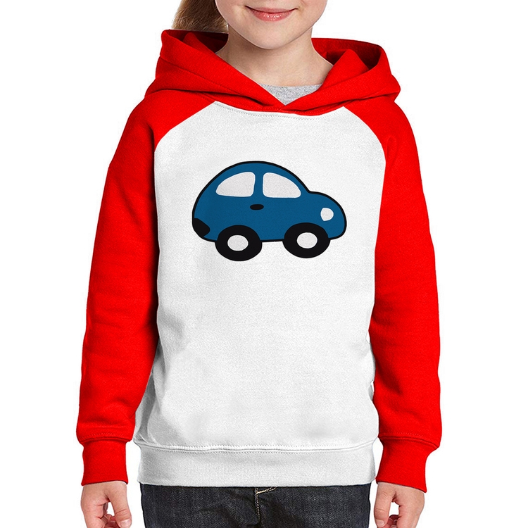Moletom Infantil Carrinho Azul - Branco/Vermelho