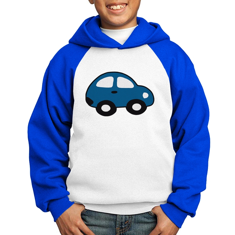 Moletom Infantil Carrinho Azul - Branco/Azul