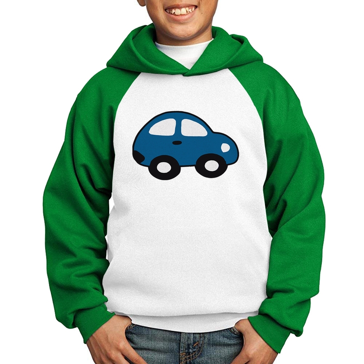Moletom Infantil Carrinho Azul - Branco/Verde