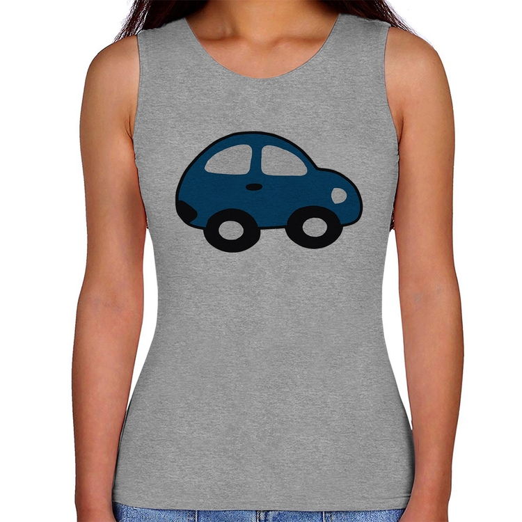 Regata Feminina Carrinho Azul - Cinza