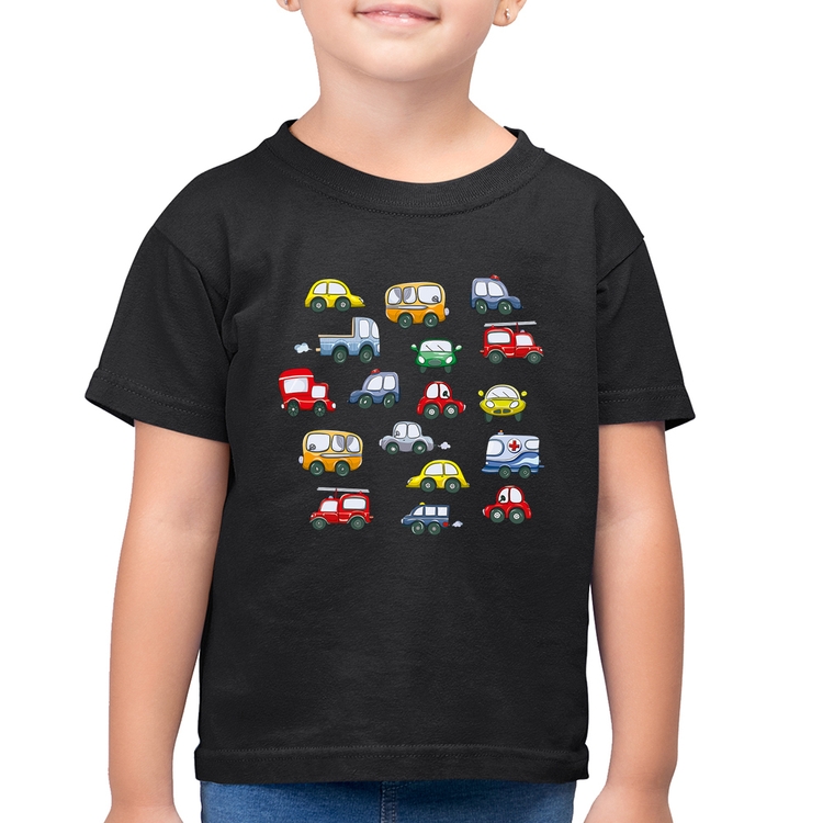 Camiseta Algodão Infantil Carrinhos Coloridos