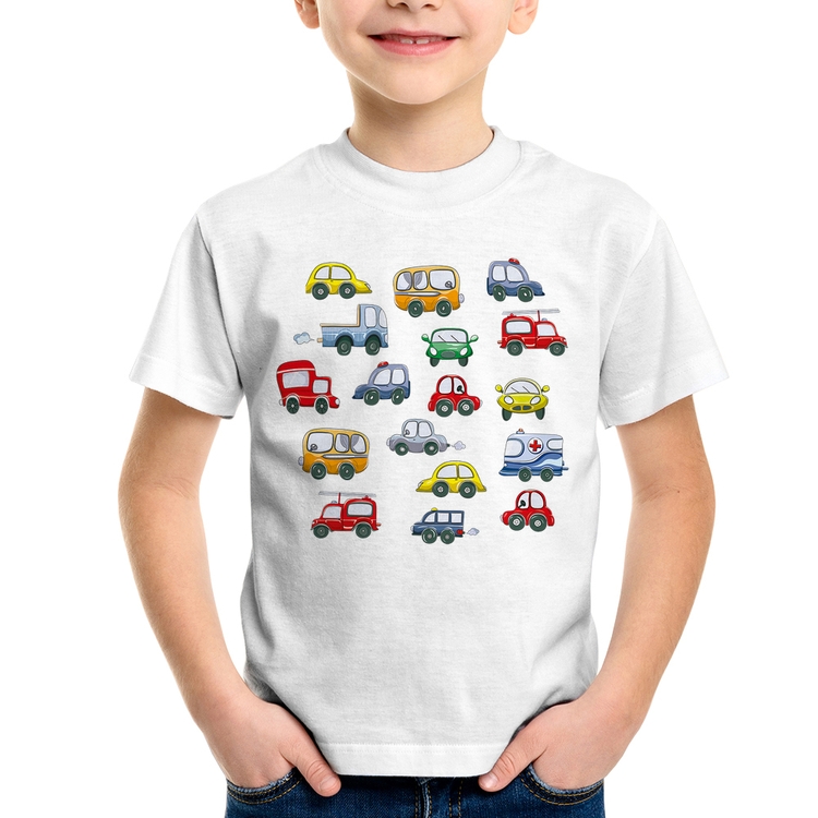 Camiseta Infantil Carrinhos Coloridos