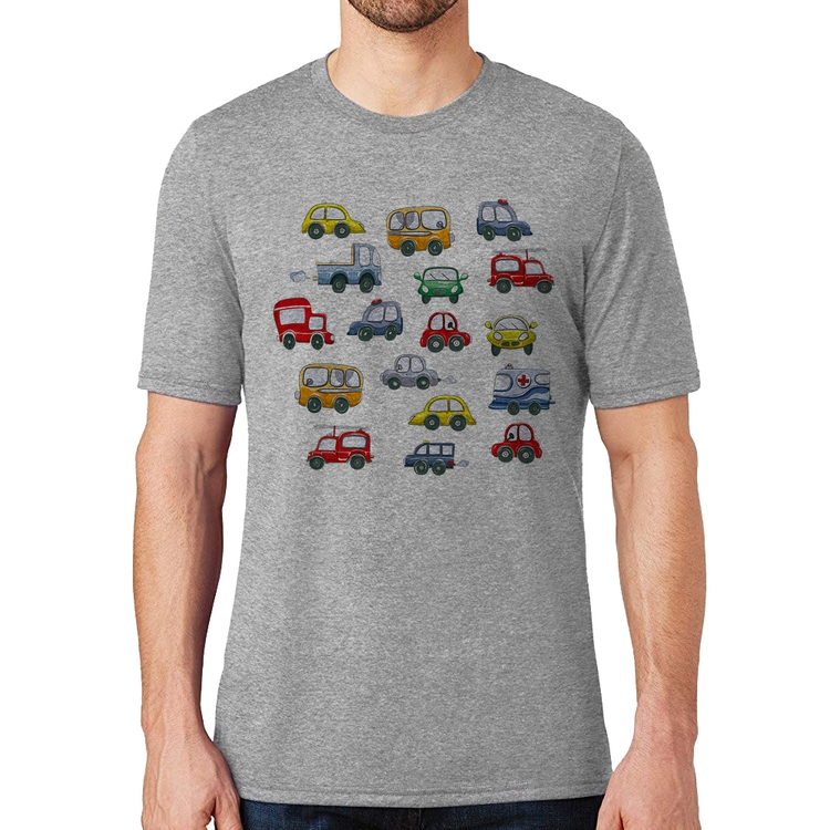 Camiseta Carrinhos Coloridos - Cinza