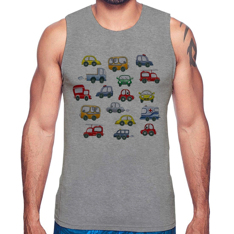 Regata Carrinhos Coloridos - Cinza