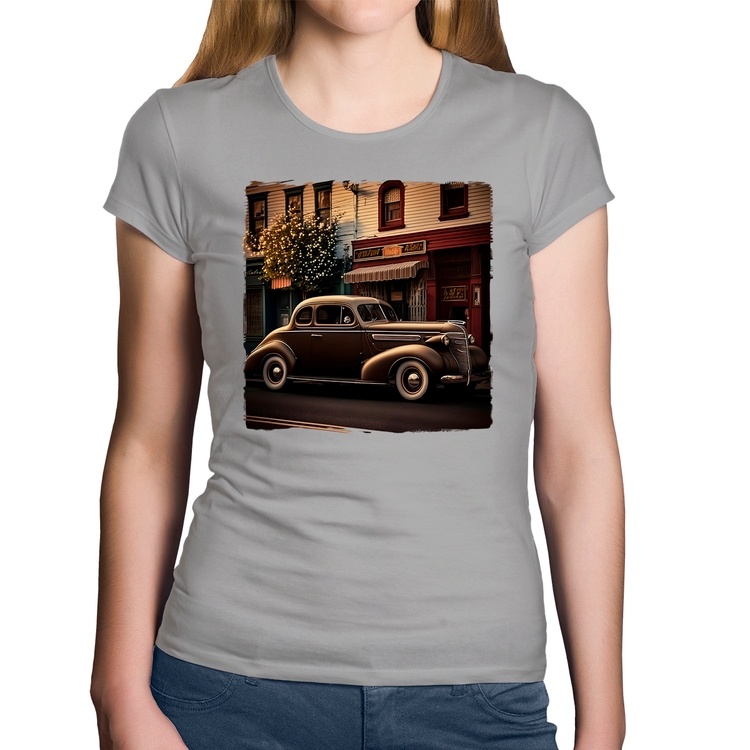 Baby Look Algodão Carro antigo na cidade - Cinza