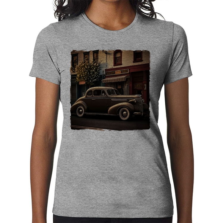 Baby Look Carro antigo na cidade - Cinza