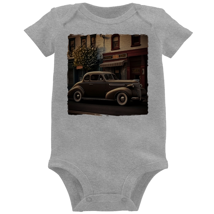 Body Bebê Carro antigo na cidade - Cinza