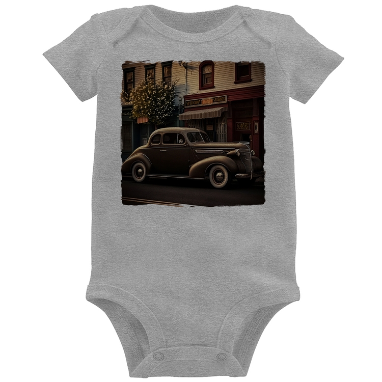 Body Bebê Carro antigo na cidade - Cinza