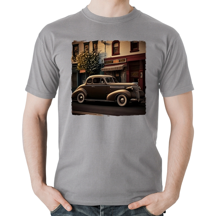 Camiseta Algodão Carro antigo na cidade - Cinza