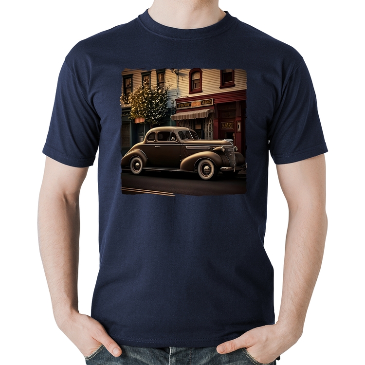 Camiseta Algodão Carro antigo na cidade - Marinho