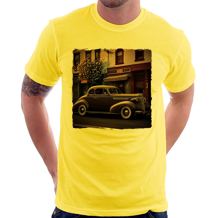 Camiseta Carro antigo na cidade - Amarela