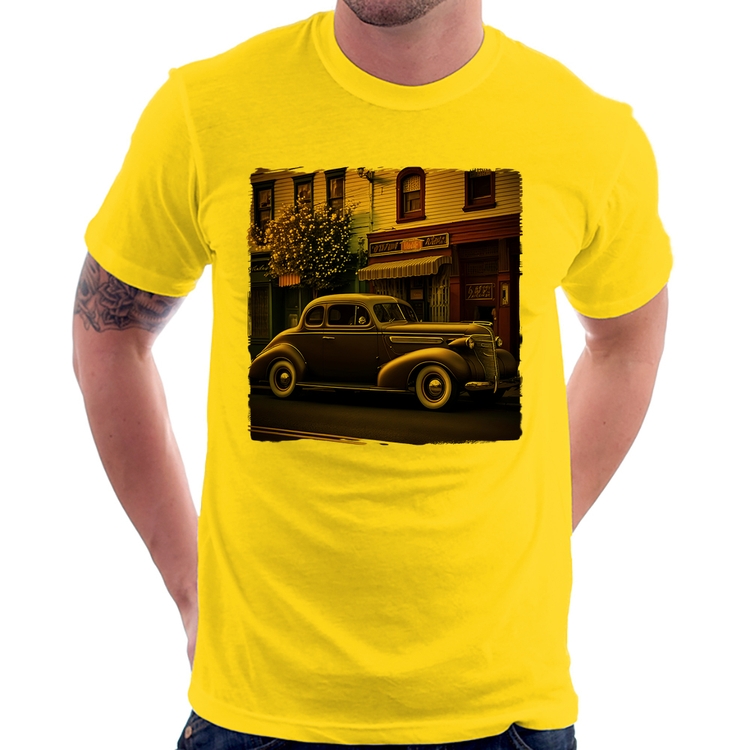 Camiseta Carro antigo na cidade - Amarela