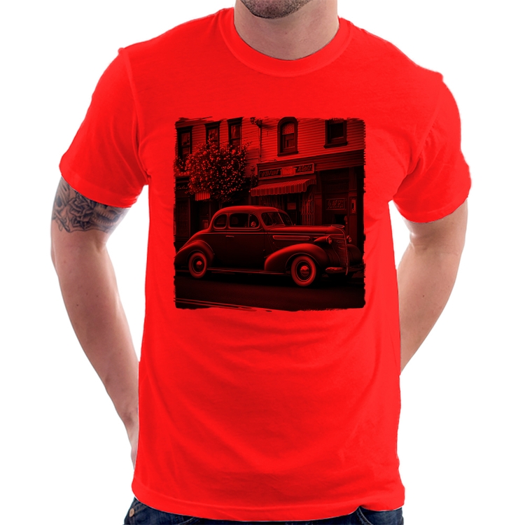 Camiseta Carro antigo na cidade - Vermelha
