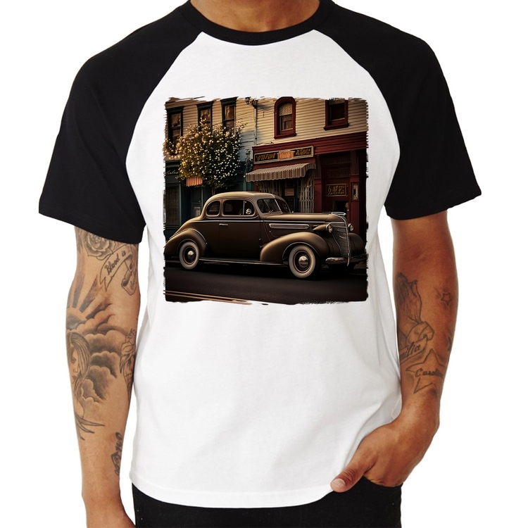 Camiseta Raglan Carro antigo na cidade