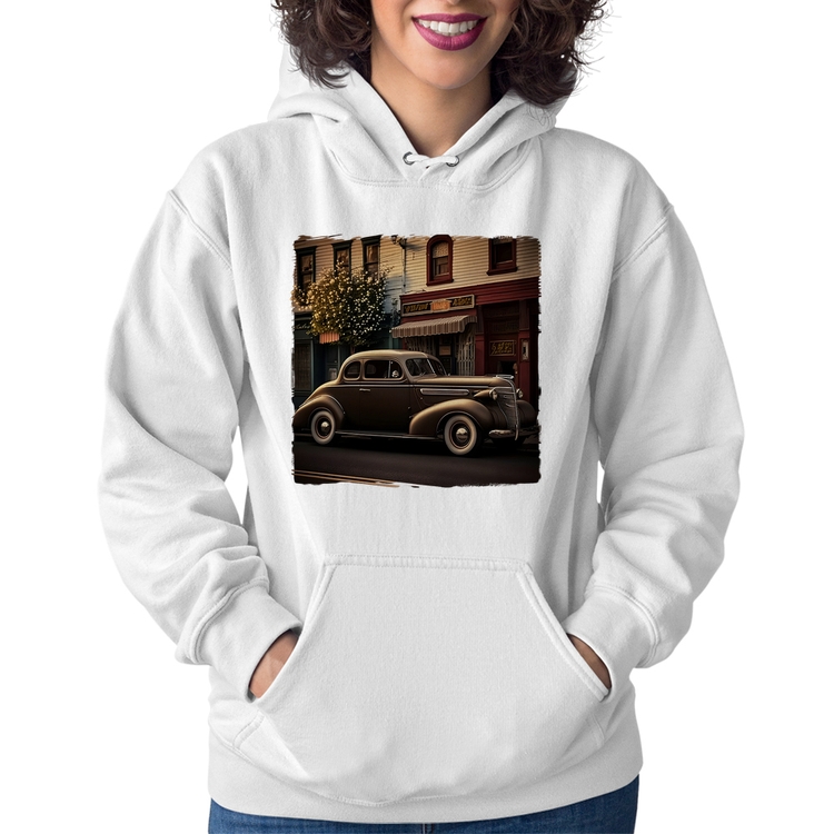 Moletom Feminino Carro antigo na cidade - Branco