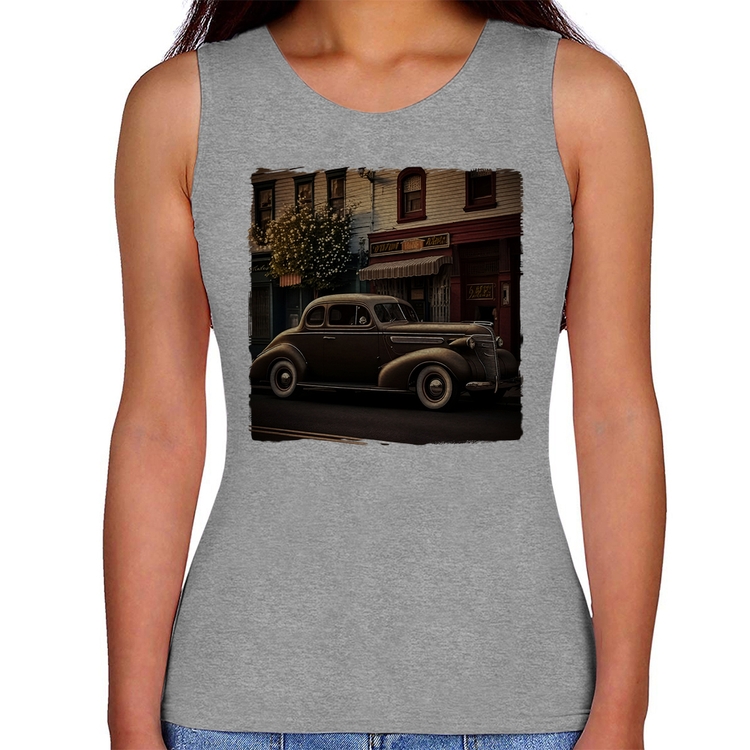 Regata Feminina Carro antigo na cidade - Cinza
