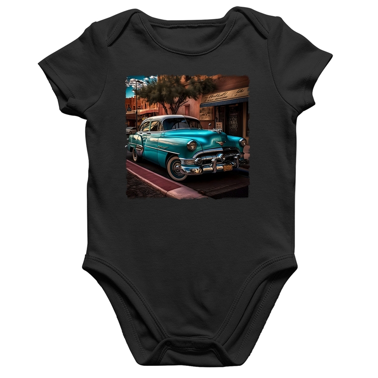 Body Bebê Algodão Carro clássico azul