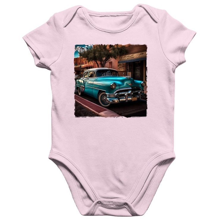 Body Bebê Algodão Carro clássico azul - Rosa Bebê