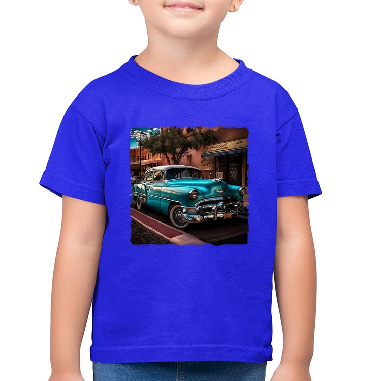 Camiseta Algodão Infantil Carro clássico azul - Azul Royal