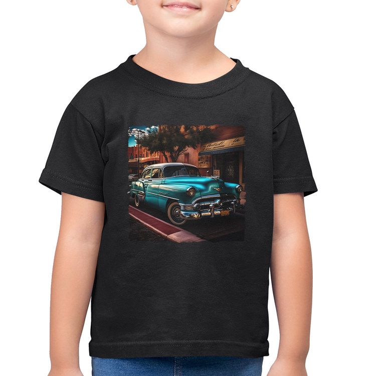 Camiseta Algodão Infantil Carro clássico azul