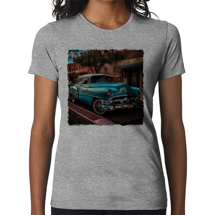 Baby Look Carro clássico azul - Cinza