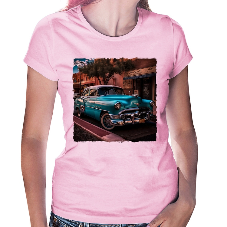 Baby Look Carro clássico azul - Rosa Bebê