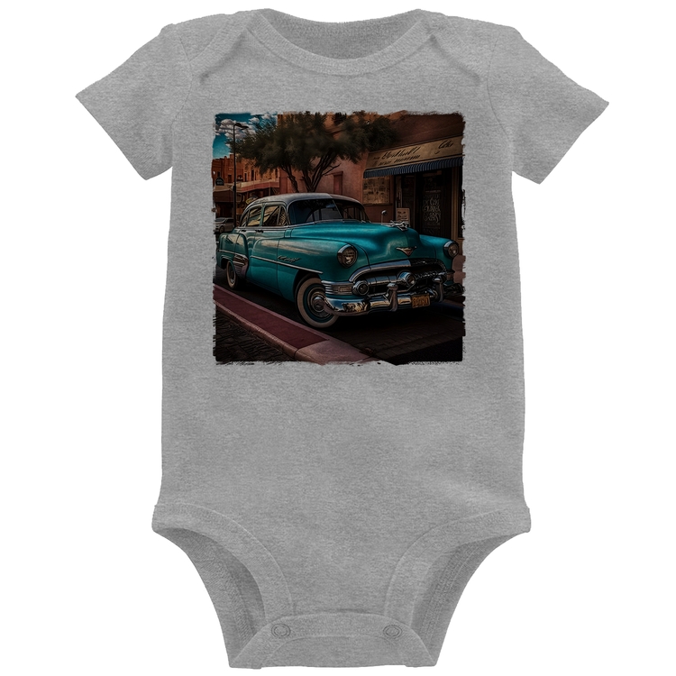 Body Bebê Carro clássico azul - Cinza