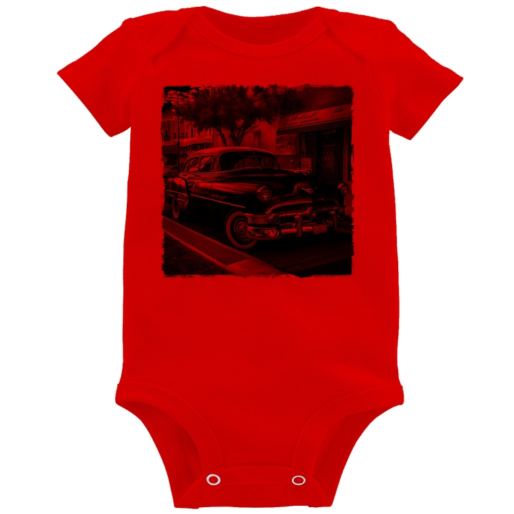 Body Bebê Carro clássico azul - Vermelho
