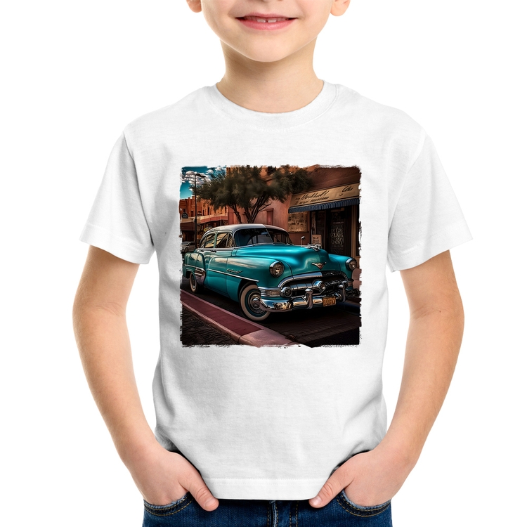 Camiseta Infantil Carro clássico azul