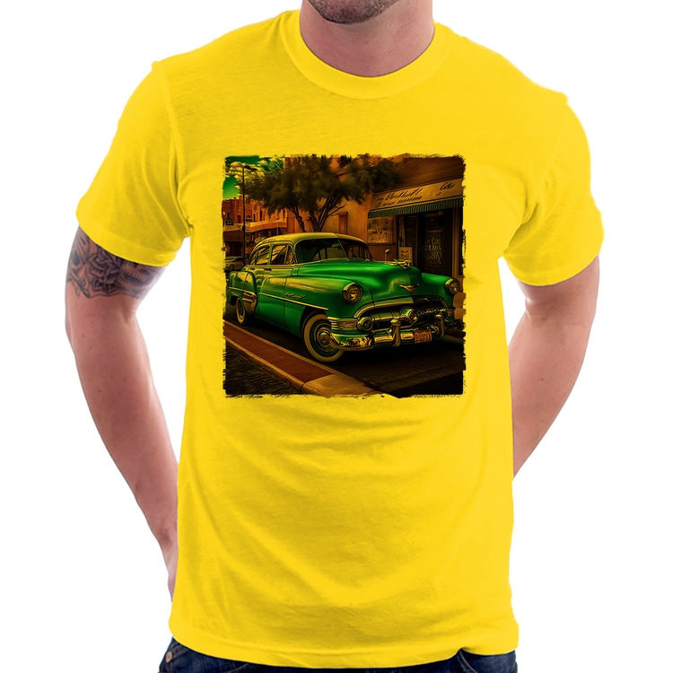 Camiseta Carro clássico azul - Amarela