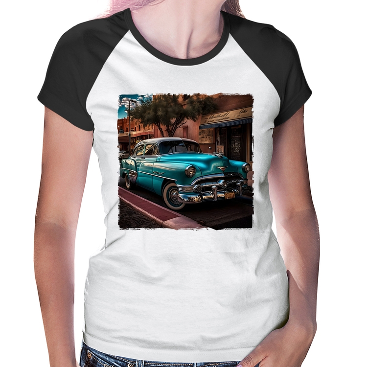 Baby Look Raglan Carro clássico azul