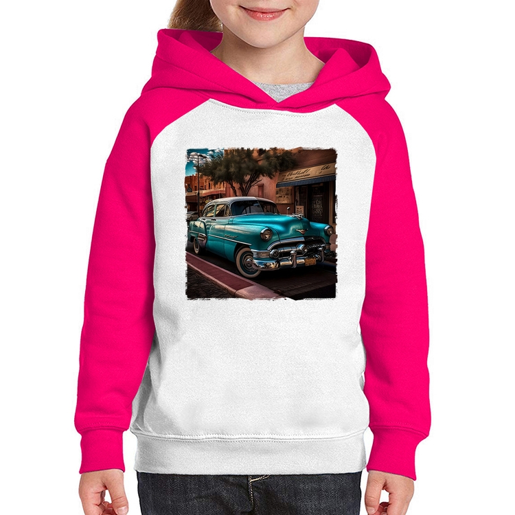 Moletom Infantil Carro clássico azul - Branco/Rosa