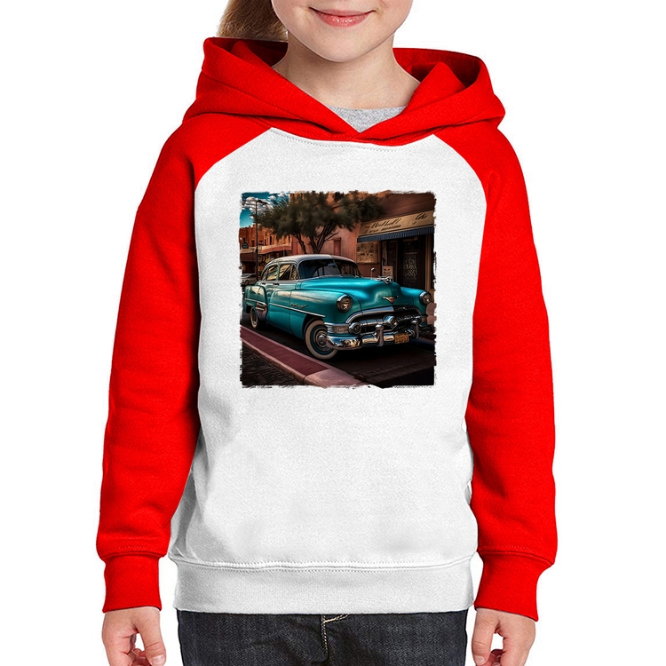 Moletom Infantil Carro clássico azul - Branco/Vermelho