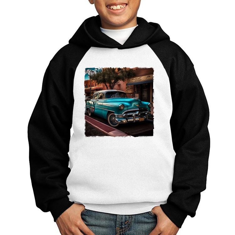 Moletom Infantil Carro clássico azul - Branco/Preto
