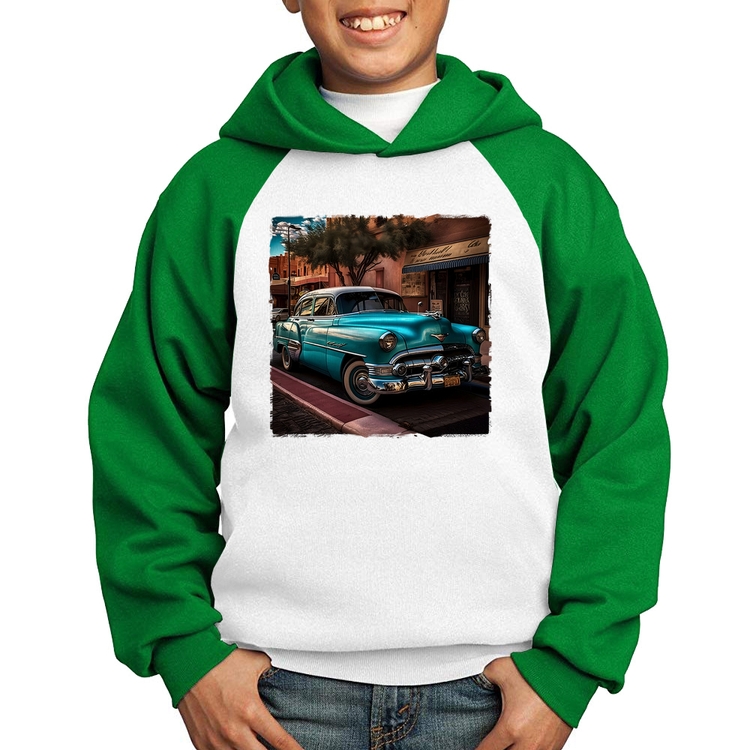 Moletom Infantil Carro clássico azul - Branco/Verde