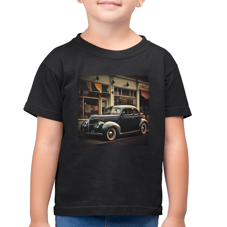 Camiseta Algodão Infantil Carro clássico na cidade