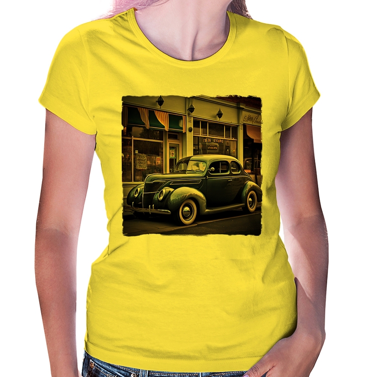 Baby Look Carro clássico na cidade - Amarela