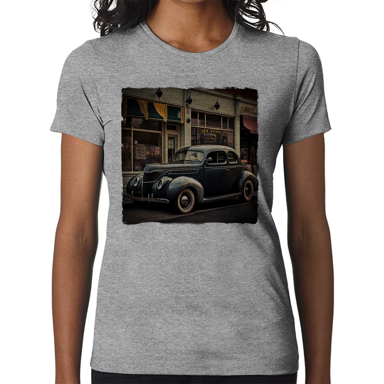 Baby Look Carro clássico na cidade - Cinza