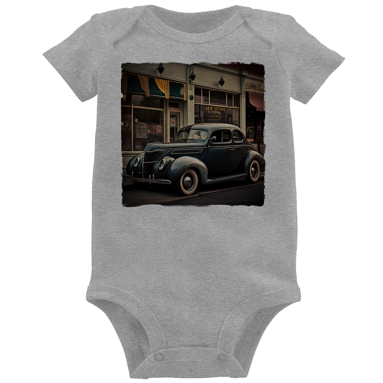 Body Bebê Carro clássico na cidade - Cinza