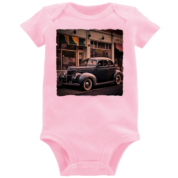 Body Bebê Carro clássico na cidade - Rosa Bebê