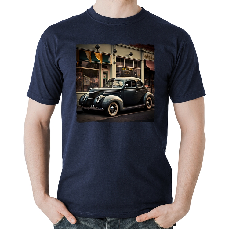Camiseta Algodão Carro clássico na cidade - Marinho