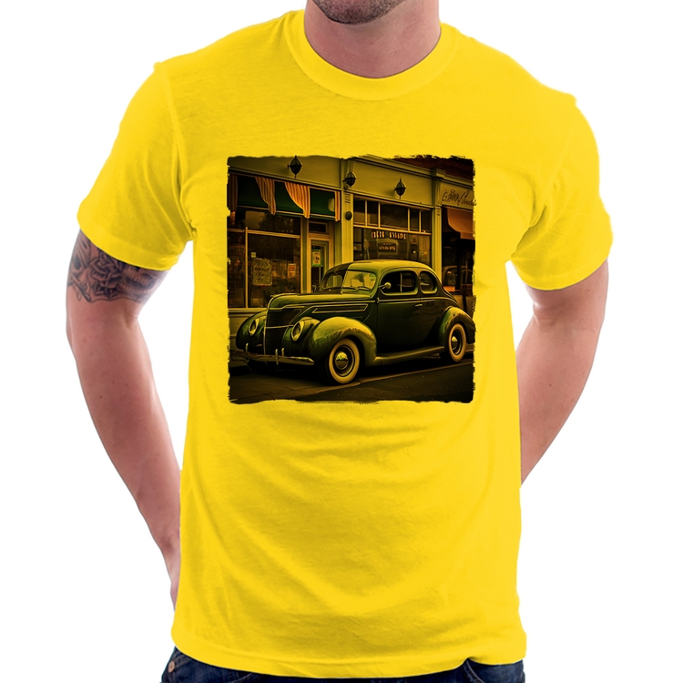 Camiseta Carro clássico na cidade - Amarela
